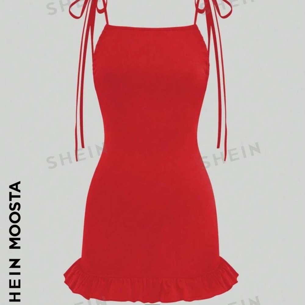 Red shirt mini dress